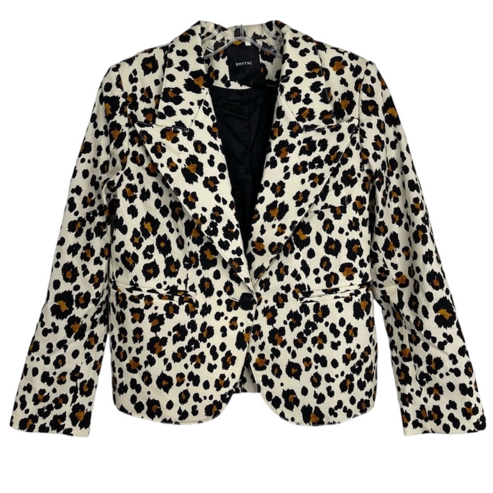 SMYTHE Textured Leopard Print One Button Blazer NEW Size S